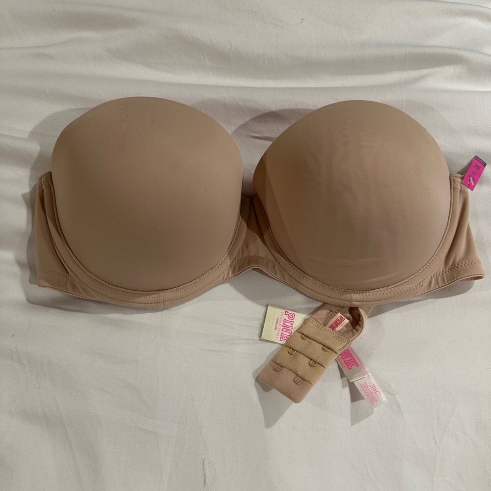 NWT Victoria's Secret PINK Beige Strapless Bra